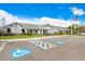Inviting community building with accessible parking, manicured lawn, and covered entry under a bright blue sky at 13523 Prestwick Dr, Riverview, FL 33579