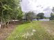 The backyard offers plenty of space, trees, and a sense of privacy at 17933 Eagle Ln, Lutz, FL 33558