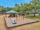 A playground with swings, slides, and covered picnic area offers fun for all ages in a lush, green community setting at 19156 Dove Creek Dr, Tampa, FL 33647