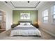 The main bedroom features a decorative ceiling, a painting on the wall and night stands on either side of the bed at 21648 Snowy Orchid Ter, Land O Lakes, FL 34637