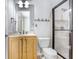 Nicely-appointed bathroom featuring a glass enclosed shower and single sink vanity at 2502 Fritzke Rd, Dover, FL 33527