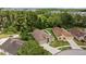 From above, see this home nestled among lush trees, featuring a manicured lawn at 26749 Middleground Loop, Wesley Chapel, FL 33544