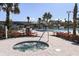 Community hot tub and swimming pool area with palm trees and lounge chairs for relaxation at 3776 Maxwell Park Dr, Sun City Center, FL 33573