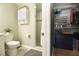 Bathroom featuring a toilet, shower, and view into organized closet at 3951 72Nd N St, St Petersburg, FL 33709