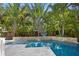 Inviting pool surrounded by lush tropical landscaping and featuring a basketball hoop for added recreation at 4612 W Lowell Ave, Tampa, FL 33629