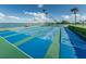 Community shuffleboard courts with stunning water views, perfect for outdoor recreation and relaxation at 8 Glencoe Pl # 305, Dunedin, FL 34698