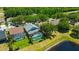 Aerial view of house showing backyard with screened in pool, landscaping, and neighboring properties at 10819 Newbridge Dr, Riverview, FL 33579