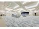 Expansive event space with tables, chairs, and stage, perfect for large gatherings at 15525 Corona Del Mar Dr, Wimauma, FL 33598