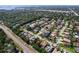 An aerial shot showcases a well-established residential neighborhood near the water at 1599 Mcauliffe Ln, Palm Harbor, FL 34683