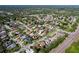 An aerial view of a neighborhood with mature trees, houses and streets at 1599 Mcauliffe Ln, Palm Harbor, FL 34683