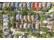 Overhead view of a house with solar panels in a tidy neighborhood at 6914 Monarch Park Dr, Apollo Beach, FL 33572