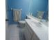This bathroom features a sleek vanity with a modern sink and a neutral color scheme at 804 67Th W St, Bradenton, FL 34209