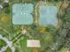 Aerial shot of tennis and basketball courts surrounded by green space at 11706 Gilmerton Dr, Riverview, FL 33579