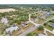Real estate aerial of fenced in back yard, screened pool, and quiet suburban neighborhood at 12279 Elmore Dr, Spring Hill, FL 34609