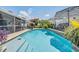 Sparkling pool featuring steps and surrounded by a paver patio, tropical foliage and backyard at 12813 Kings Lake Dr, Gibsonton, FL 33534