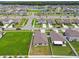 Picturesque aerial capture of a residential neighborhood, emphasizing the green lawns and orderly arrangement of homes at 13603 Wild Ginger St, Riverview, FL 33579