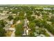 Aerial view showcasing a residential area with tree-lined streets, diverse homes, and convenient road access at 2222 Euclid N Cir, Clearwater, FL 33764