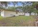 View of the spacious backyard with a shed and mature trees at 2724 W Henry Ave, Tampa, FL 33614