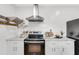 Stylish kitchen featuring stainless steel appliances, white cabinets, marble countertops, and a modern range hood at 2859 Dartmouth N Ave, St Petersburg, FL 33713