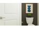 Well-designed powder room with a stylish vanity, modern fixtures, and decorative artwork at 31748 Griffin Sands Ln, San Antonio, FL 33576