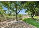 Serene backyard featuring lush landscaping, a well-maintained lawn, a beautiful fence, and mature trees at 404 Bahama Grande Blvd, Apollo Beach, FL 33572