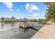 Waterfront views from the wooden dock that offers deep water access at 4274 Deleon Dr, Hernando Beach, FL 34607
