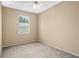 Bedroom with a ceiling fan, neutral carpet, and natural light from the window at 4528 Amberly Oaks Ct, Tampa, FL 33614