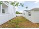 Backyard of the home with a white fence separating the property from neighboring homes at 4714 W Lawn Ave, Tampa, FL 33611