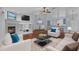 Spacious living room with fireplace, hardwood floors, and plenty of seating at 13038 Royal George Ave, Odessa, FL 33556