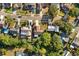 Aerial view of a home showcasing its location within a residential neighborhood with well-maintained yards at 1308 Peachfield Dr, Valrico, FL 33596