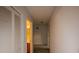 Neutral hallway with doors, closet, and carpeted floors at 13218 Parkhurst Ct, Riverview, FL 33569