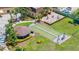 Aerial view of the community's bocce ball courts and scenic gazebo, a perfect leisure spot at 1416 Leland Dr # 49, Sun City Center, FL 33573