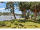 Enjoy the peaceful waterfront views from the backyard with a hammock between shady trees at 5761 Colonial Dr, New Port Richey, FL 34653