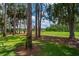Beautiful backyard featuring mature trees and a lush green lawn providing a serene outdoor space at 9500 Green Needle Dr, New Port Richey, FL 34655