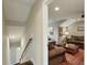 View of the living room from stairs featuring staircase and hardwood floors at 1014 7Th Street N, St Petersburg, FL 33701