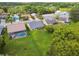 Aerial view showcasing homes with screened pools and expansive lawns at 13003 Titleist Dr, Hudson, FL 34669