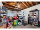 Spacious garage, equipped with storage shelving, offering ample space for parking and organizational uses at 1450 Seabreeze St, Clearwater, FL 33756