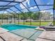 Backyard screened-in pool with spa and view of lush backyard at 16220 Lake Armistead Way, Odessa, FL 33556