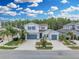 Beautiful two-story home with blue shutters, a well-manicured lawn, and lush landscaping on a sunny day at 1696 Hidden Springs Dr, Trinity, FL 34655