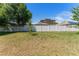 A large backyard featuring a well-kept lawn and a white privacy fence, offering a secure and spacious area for outdoor enjoyment at 2637 Yukon Cliff Dr, Ruskin, FL 33570