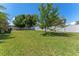 A fully fenced, expansive backyard with lush green grass, and mature trees, offering privacy and ample space for outdoor activities at 2637 Yukon Cliff Dr, Ruskin, FL 33570
