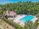 Community pool featuring palm trees and lounge chairs at 3505 Tarpon Woods Blvd # N405, Palm Harbor, FL 34685