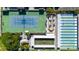 Aerial view of community amenities including bocce ball, shuffleboard, tennis, and kayak storage at 6025 Shore S Blvd # 409, Gulfport, FL 33707