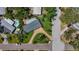 Aerial view of a single Gathering home with a pool and mature landscaping at 4291 Neptune Se Dr, St Petersburg, FL 33705