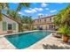 Large backyard pool surrounded by a well-maintained patio and lush landscaping at 455 18Th Ne Ave, St Petersburg, FL 33704