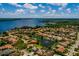 Picturesque aerial view of a Gathering-friendly neighborhood dotted with ponds and mature trees at 4611 Grand Preserve Pl, Palm Harbor, FL 34684