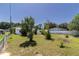 View of the expansive backyard with mature trees and lush green grass at 5341 Tangerine Dr, Zephyrhills, FL 33542