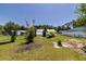 View of the backyard with green grass and various trees and plants at 5341 Tangerine Dr, Zephyrhills, FL 33542