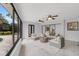Sunroom-style living room with large windows and comfortable furniture, perfect for relaxation at 7032 Pelican Island Dr, Tampa, FL 33634