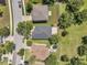 Aerial view featuring houses with fenced yards and tree coverage at 7103 Bridgeview Dr, Wesley Chapel, FL 33545